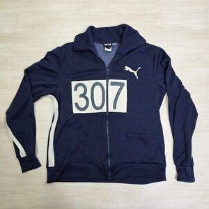 Vintage 90s Quarks Puma Full Zip 307‎ Navy Jersey Sweatshirt Jacket Size XL